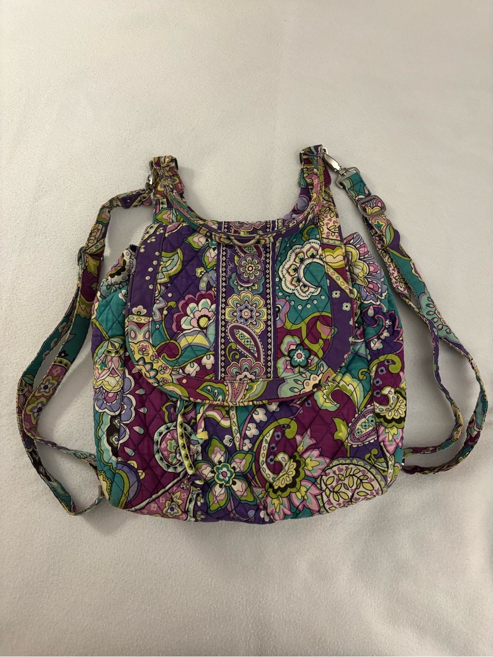 Vera Bradley Purple and Green Backpack
